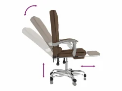Clicnbuy Silla De Oficina * Silla de oficina reclinable con masaje de tela marrón Marru00f3n