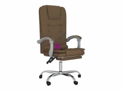 Clicnbuy Silla De Oficina * Silla de oficina reclinable con masaje de tela marrón Marru00f3n