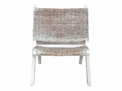 Clicnbuy Sillón De Mimbre * Silla de ratán kubu natural y madera maciza de caoba Blanco