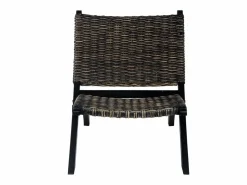 Clicnbuy Sillón De Mimbre | Silla de ratán kubu natural y madera maciza de caoba