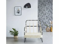 BERAH GETAH Sillón De Mimbre | Silla de ratán y metal negra