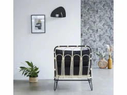 BERAH GETAH Sillón De Mimbre | Silla de ratán y metal negra