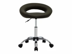 Clicnbuy Taburete De Oficina * Silla de trabajo con ruedas cuero sintético marrón Marru00f3n