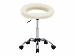 Clicnbuy Taburete De Oficina * Silla de trabajo con ruedas cuero sintético Crema