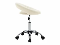 Clicnbuy Taburete De Oficina * Silla de trabajo con ruedas cuero sintético Crema