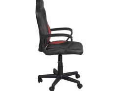 Kayelles Silla Gaming * Silla gamer junior, altura ajustable, asiento de cuero sintético bicolor, giratoria 360°, reposabrazos acolchados, ruedas WAN (negro rojo) Negro / Rojo