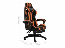 Silla gaming con reposapiés cuero sintético negro y < vidaxl Online