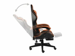 Silla gaming con reposapiés cuero sintético negro y < vidaxl Online