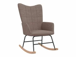 Silla mecedora con reposapiés tela gris taupe ES44386 < Clearance