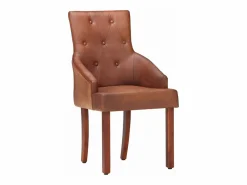 Clicnbuy Sillas Y Lotes De Sillas | Sillas de comedor 4 unidades cuero auténtico de cabra marrón