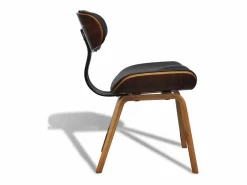 Clicnbuy Sillas Y Lotes De Sillas * Sillas de comedor 2 unidades madera curvada y cuero sintético Negro