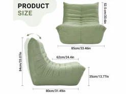 DripeX Sillón Escandinavo * Silla Strazy in Green Caterpillar - Asiento profundo de 62 cm - 80x85x84cm Verde
