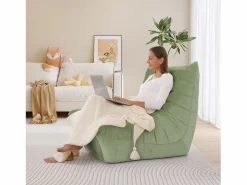 DripeX Sillón Escandinavo * Silla Strazy in Green Caterpillar - Asiento profundo de 62 cm - 80x85x84cm Verde