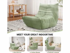 DripeX Sillón Escandinavo * Silla Strazy in Green Caterpillar - Asiento profundo de 62 cm - 80x85x84cm Verde