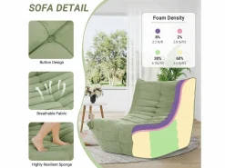 DripeX Sillón Escandinavo * Silla Strazy in Green Caterpillar - Asiento profundo de 62 cm - 80x85x84cm Verde