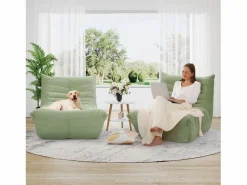 DripeX Sillón Escandinavo * Silla Strazy in Green Caterpillar - Asiento profundo de 62 cm - 80x85x84cm Verde