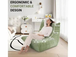 DripeX Sillón Escandinavo * Silla Strazy in Green Caterpillar - Asiento profundo de 62 cm - 80x85x84cm Verde