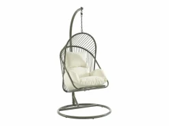 MYLIA Sillón Colgante * Sillón colgante de resina trenzada - con cojines blancos - LUTUS de Verde