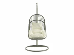 MYLIA Sillón Colgante * Sillón colgante de resina trenzada - con cojines blancos - LUTUS de Verde