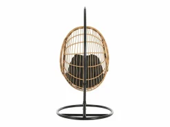 MYLIA Sillón Colgante | Sillón colgante de resina trenzada - Natural claro con cojín negro - ZALO de