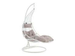 MYLIA Sillón Colgante * Sillón colgante de resina trenzada - con cojines grises - LUVA de Blanco