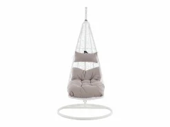 MYLIA Sillón Colgante * Sillón colgante de resina trenzada - con cojines grises - LUVA de Blanco