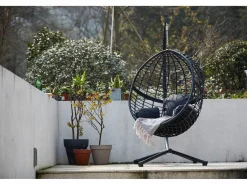 Concept-Usine Sillón Colgante | Sillón colgante negra de resina trenzada AUROA