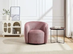 Vente-unique Colección Rouge Passion | Sillón giratorio de tejido texturado color rojo VEREIDE