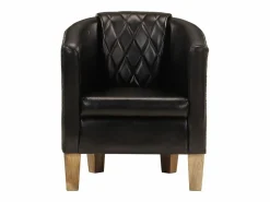 Clicnbuy Sillón De Piel|Sillón Estilo Cabriolet * Sillón butaca de cuero auténtico Negro