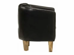 Clicnbuy Sillón De Piel|Sillón Estilo Cabriolet * Sillón butaca de cuero auténtico Negro
