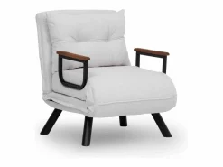 Sillón-cama de 1 plaza – 175x60 cm – Blanco – Metal y tela afelpada < Menzzo New