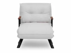 Sillón-cama de 1 plaza – 175x60 cm – Blanco – Metal y tela afelpada < Menzzo New