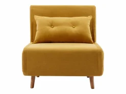 Vente-unique Sillón|Sillón Cama * Sillón cama de tela amarillo de estilo joven URIBIA. Mostaza