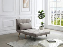 Vente-unique Sillón Escandinavo|Sillón Cama * Sillón cama en tela y patas de madera CHILA Topo