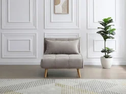 Vente-unique Sillón Escandinavo|Sillón Cama * Sillón cama en tela y patas de madera CHILA Topo