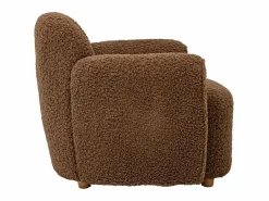 Sillón club en tela bouclé marrón Calya < Made In Meubles Discount