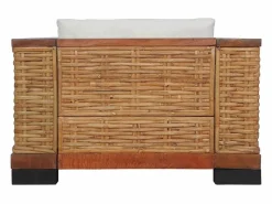 Clicnbuy Sillón De Mimbre * Sillón con cojines de ratán natural marrón Marru00f3n