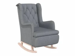 Clicnbuy Sillón Balancín * Sillón con patas mecedoras madera maciza caucho tela claro Gris