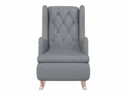 Clicnbuy Sillón Balancín * Sillón con patas mecedoras madera maciza caucho tela claro Gris