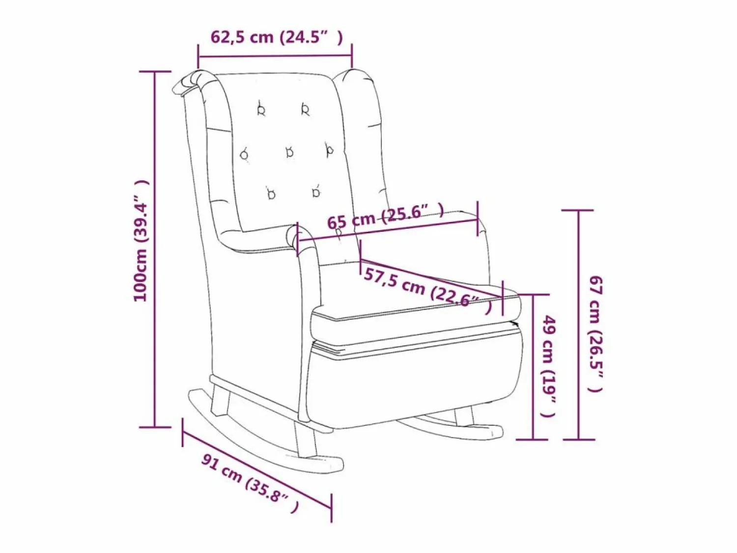 Clicnbuy Sillón Balancín | Sillón con patas mecedoras madera maciza caucho y tela