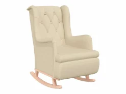 Sillón con patas mecedoras madera maciza caucho y tela < vidaxl New