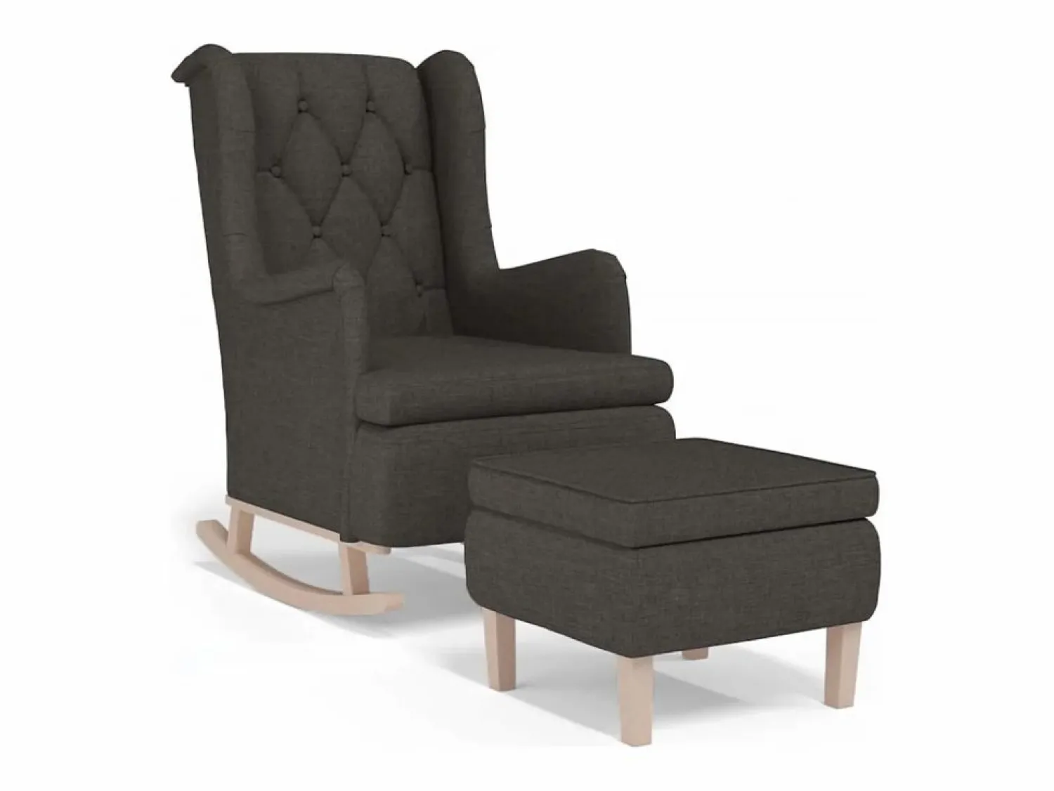 Clicnbuy Sillón Balancín * Sillón con patas mecedoras y taburete de tela oscuro Gris
