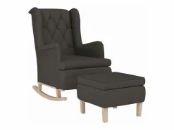 Clicnbuy Sillón Balancín * Sillón con patas mecedoras y taburete de tela oscuro Gris