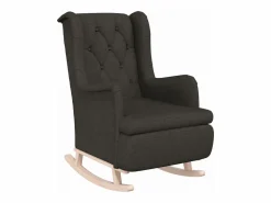 Clicnbuy Sillón Balancín * Sillón con patas mecedoras y taburete de tela oscuro Gris