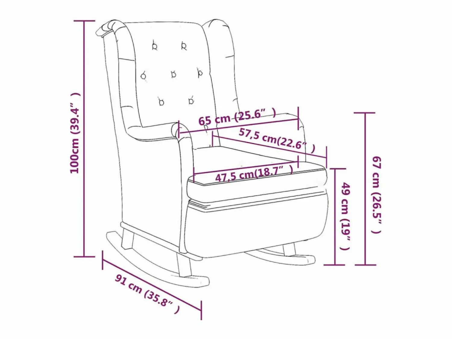 Clicnbuy Sillón Balancín * Sillón con patas mecedoras y taburete de tela oscuro Gris
