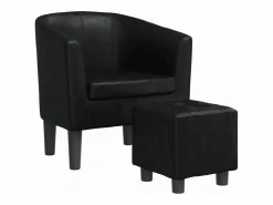 Sillón con taburete cuero sintético < vidaxl Outlet