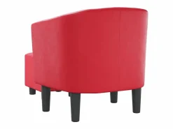 Clicnbuy Sillón Estilo Cabriolet * Sillón con taburete cuero sintético Rojo