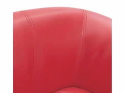 Clicnbuy Sillón Estilo Cabriolet * Sillón con taburete cuero sintético Rojo