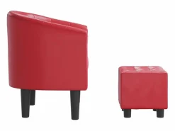 Sillón con taburete cuero sintético < vidaxl Online