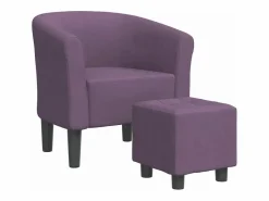 Clicnbuy Sillón Estilo Cabriolet | Sillón con taburete tela morado